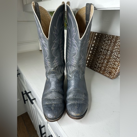 Cristobal Romero Vintage Gray Western Embroidered Cowboy Boots Men's - Size 9 - Picture 3 of 11